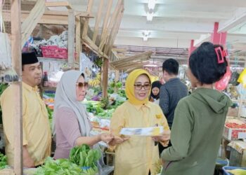Paslon Nomor Urut 4 Neni -Agus Blusukan di Pasar Telihan