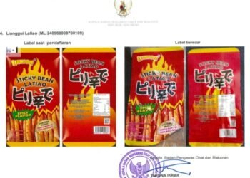 Contoh jajanan Latiao yang di larang BPOM