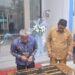 Kepala Badan Nasional Narkotika (BNN) RI, Komjen Marthinus Hukom, didampingi oleh Kepala Badan Narkotika Nasional Provinsi (BNNP) Kaltim, Brigjen Pol Rudi Hartono, Wali Kota Bontang, Basri Rase, dan Wakil Bupati Kutai Timur (Kutim), Kasmidi Bulang, tanda tangan peresmian Gedung BNNK Bontang (Foto Ayb)