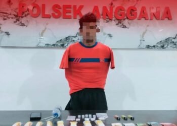 Polsek Anggana, Polres Kutai Kartanegara, menangkap seorang pengedar narkotika jenis sabu-sabu (Ist)