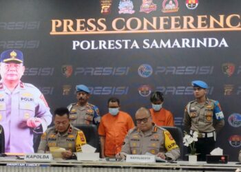Konferensi pers Polresta Samarinda yang dihadiri Kapolda Kalimantan Timur, Brigjen Endar Priantoro (Ist)