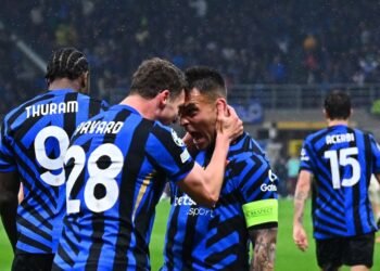 Pemain Inter Milan rayakan gol yang dicetak Lautaro Martinez dan Benjamin Pavard. (Foto Inter Milan)