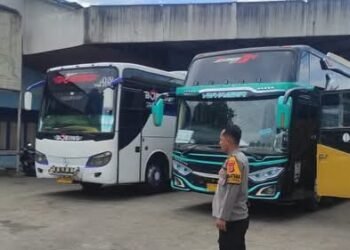 Polisi Perketat Pengamanan di Terminal Bus Sungai Kunjang. (Ist)