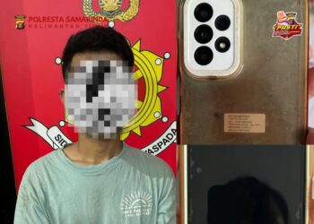 Pencuri Gas dan HP di Banggeris Samarinda Diamankan Polisi. (Foto Polresta Samarinda)