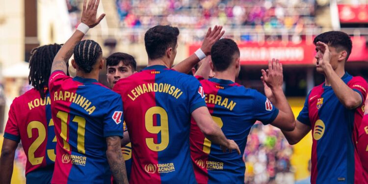 Pemain Barcelona rayakan gol. (Fc Barcelona)