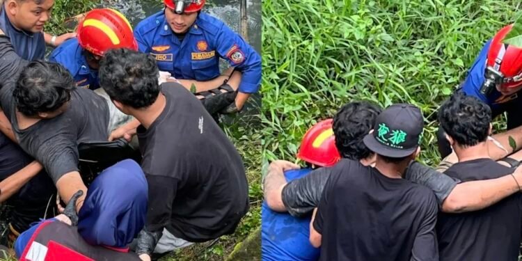 Damkar Bontang Evakuasi pengendara yang mengalami kecelakaan (Foto Damkar)