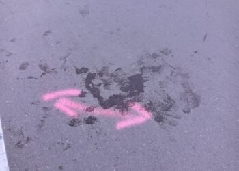 Tempat kejadian perkara penembakan di Kota Samarinda. Dipotret pada Minggu 4 Mei 2025