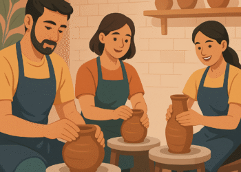 Ilustrasi pelatihan pembuatan pot