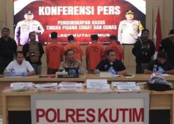 Polres Kutim Gelar Konferensi Pers Sampaikan Pengungkapan 2 Kasus Besar