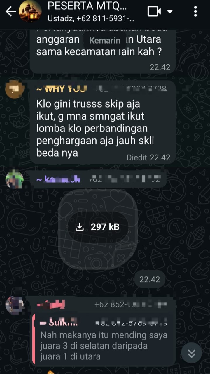 Percakapan peserta digroup WhatsApp