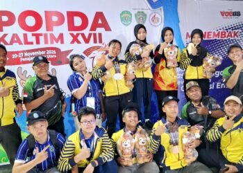 Foto bersama Perbakin Bontang di POPDA XVII Kaltim 2025 PPU