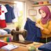 Ilustrasi penjahit seragam sekolah. (AI)