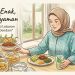 Ilustrasi santapmakanan sehat Idulfitri. (AI Generate)