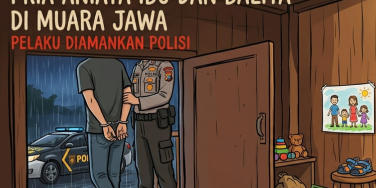 Ilustrasi pria aniaya ibu dan balita diamankan polisi