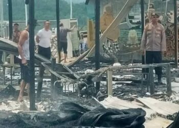 Kondisi bengkel usai terbakar di Kukar