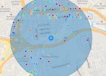 Ilustrasi radius 400 meter. (Ist)