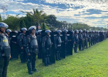 Siaga Potensi Konflik, 1 SSK Batalyon A Brimob Kaltim Ikuti Apel Gelar Pasukan Operasi Aman Nusa