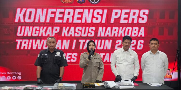 Konferensi Pers Polres Bontang terkait narkoba