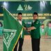Demisioner Ketua PC GP Ansor Achmad Cholid menyerahkan bendera pusaka kepada Slamet Raharja sebagai Ketua baru