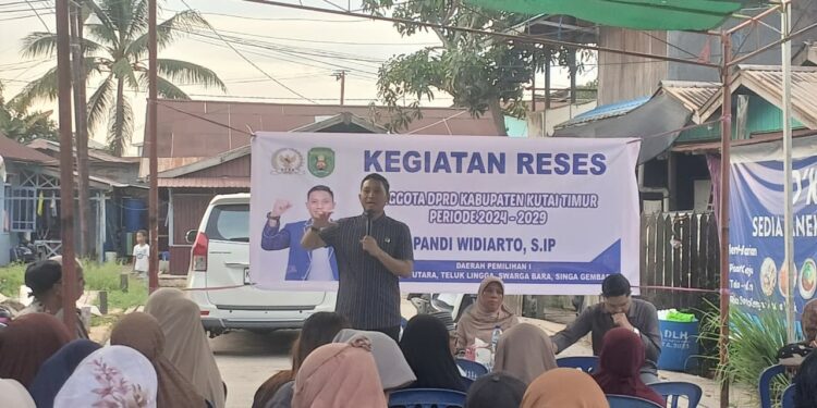 Anggota DPRD Kabupaten Kutai Timur fraksi Demokrat, Pandi Widiarto menggelar Reses di Sanagatta Utara, Selasa (21/4/2026). (Dok. Cuitan)